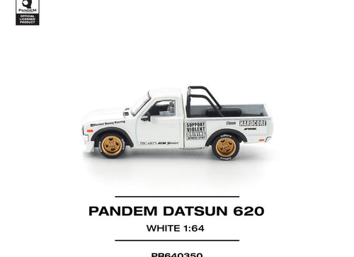 Load image into Gallery viewer, POPRACE 1/64 PANDEM DATSUN 620 WHITE Diecast Model Car
