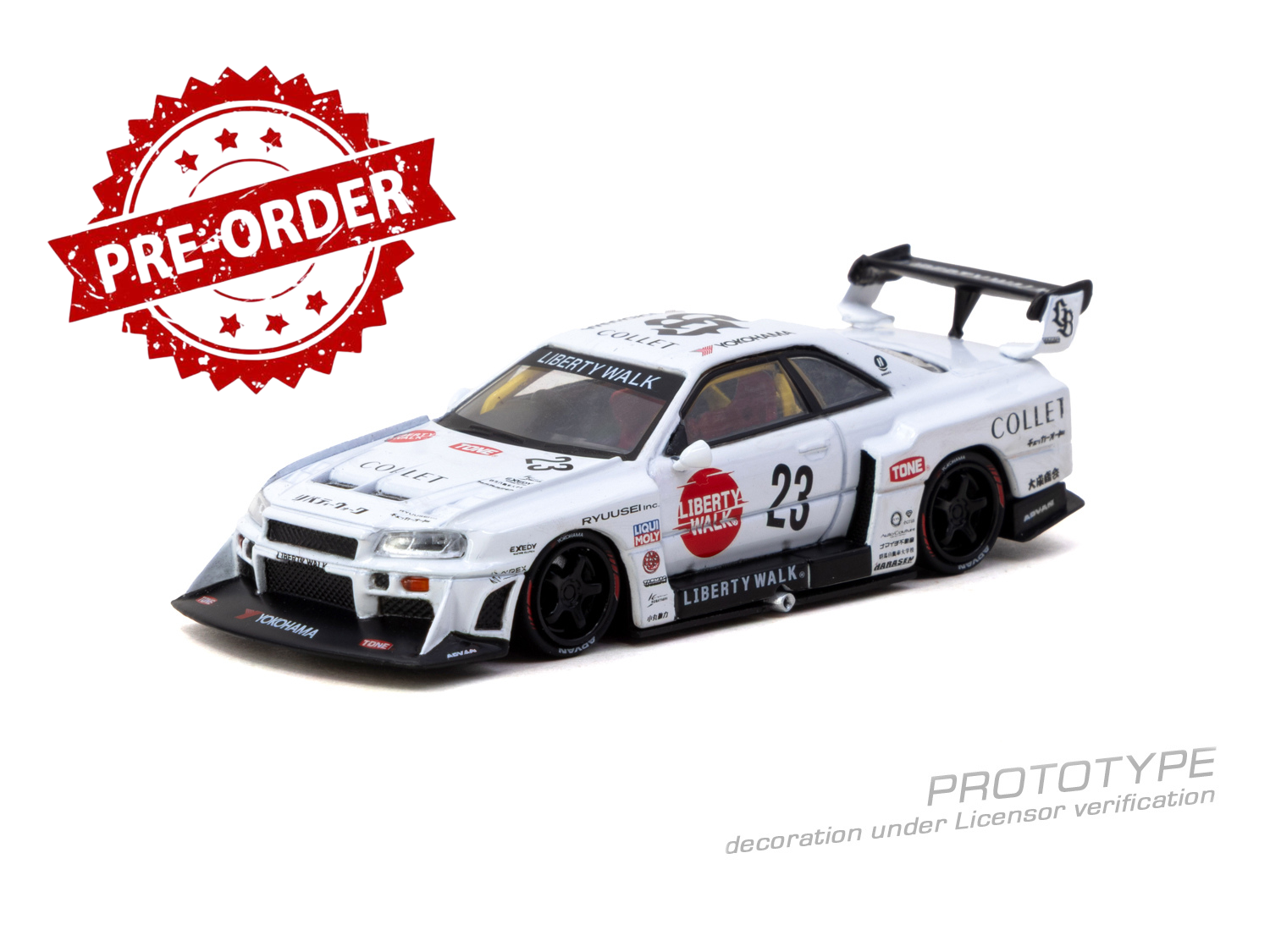 (Pre-order) Tarmac Works 1/64 LB-ER34 Super Silhouette SKYLINE White Diecast