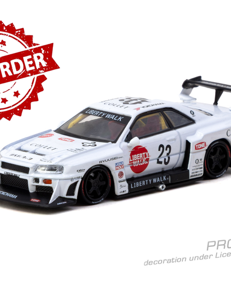 (Pre-order) Tarmac Works 1/64 LB-ER34 Super Silhouette SKYLINE White Diecast