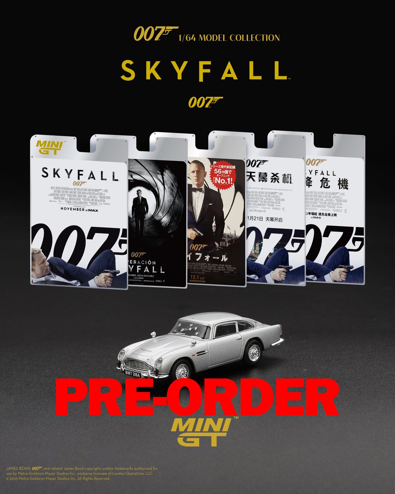 (Pre-order) Mini GT #913 1/64 007 Aston Martin DB5 Skyfall w/ Eng mini Poster