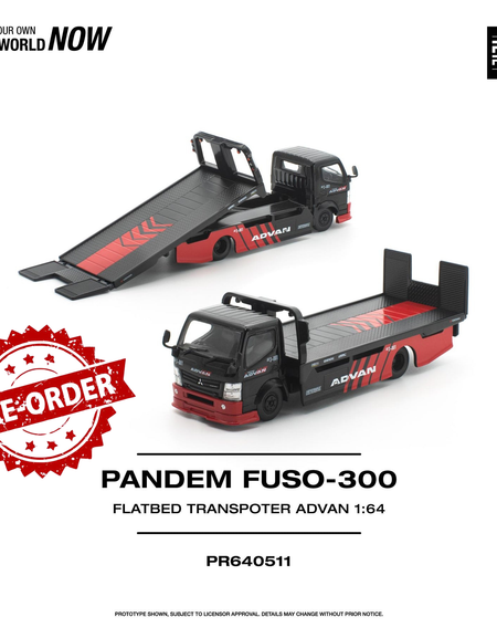(Pre-order) POP RACE 1/64 PANDEM FUSO-300 FLATBED TRANSPORTER ADVAN Diecast Car