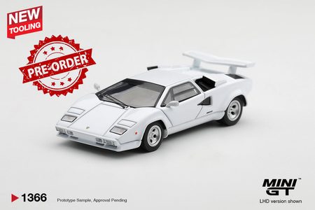 (Pre-order) Mini GT #1366 Lamborghini Countach LP500S White 1982 LHD