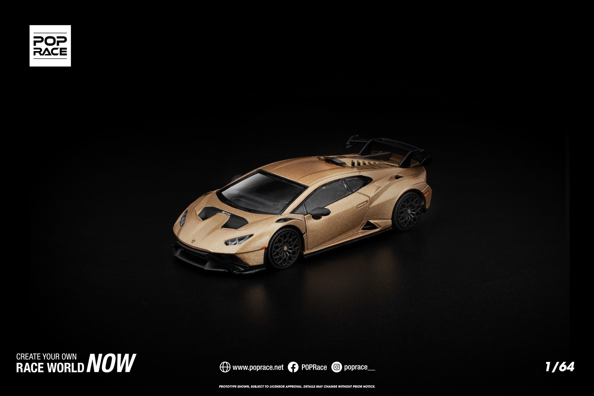 (Pre-order) POPRACE 1/64 LAMBORGHINI HURACAN STO MATTE GOLD #PR640413 Model Car