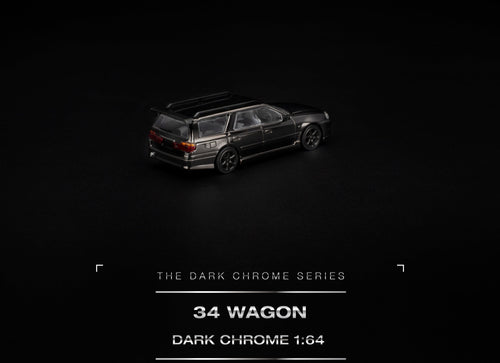 Load image into Gallery viewer, (Pre-order) POP RACE R34 WAGON DARK CHROME Opening Front Detailed Engine PRDC018
