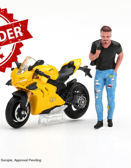 (Pre-order) Mini GT #1414 Ducati Panigale V4 S Giallo w/ figure Model Car Set