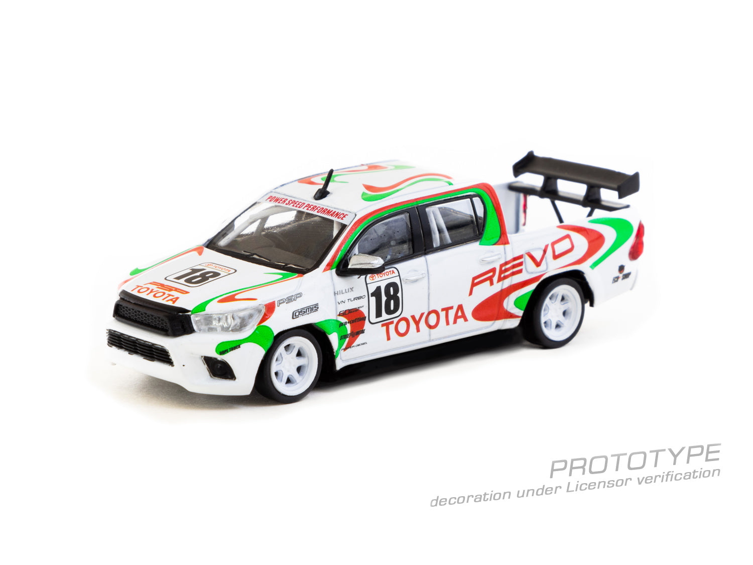 Tarmac Works 1/64 Toyota Hilux White Diecast Model Car