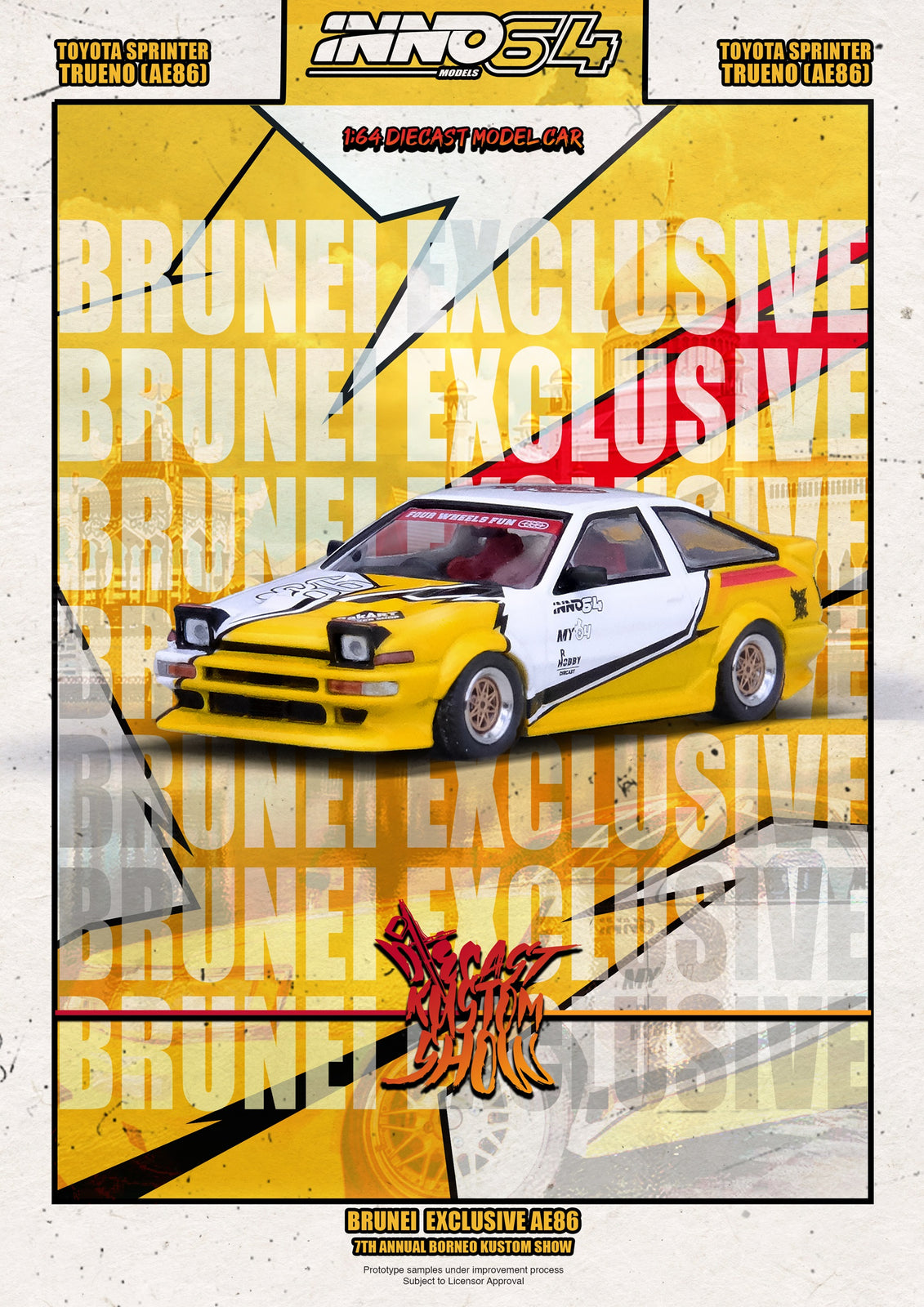 INNO64 MODEL 1/64 TOYOTA SPRINTER TRUENO AE86  Brunei Diecast Kustom 2024