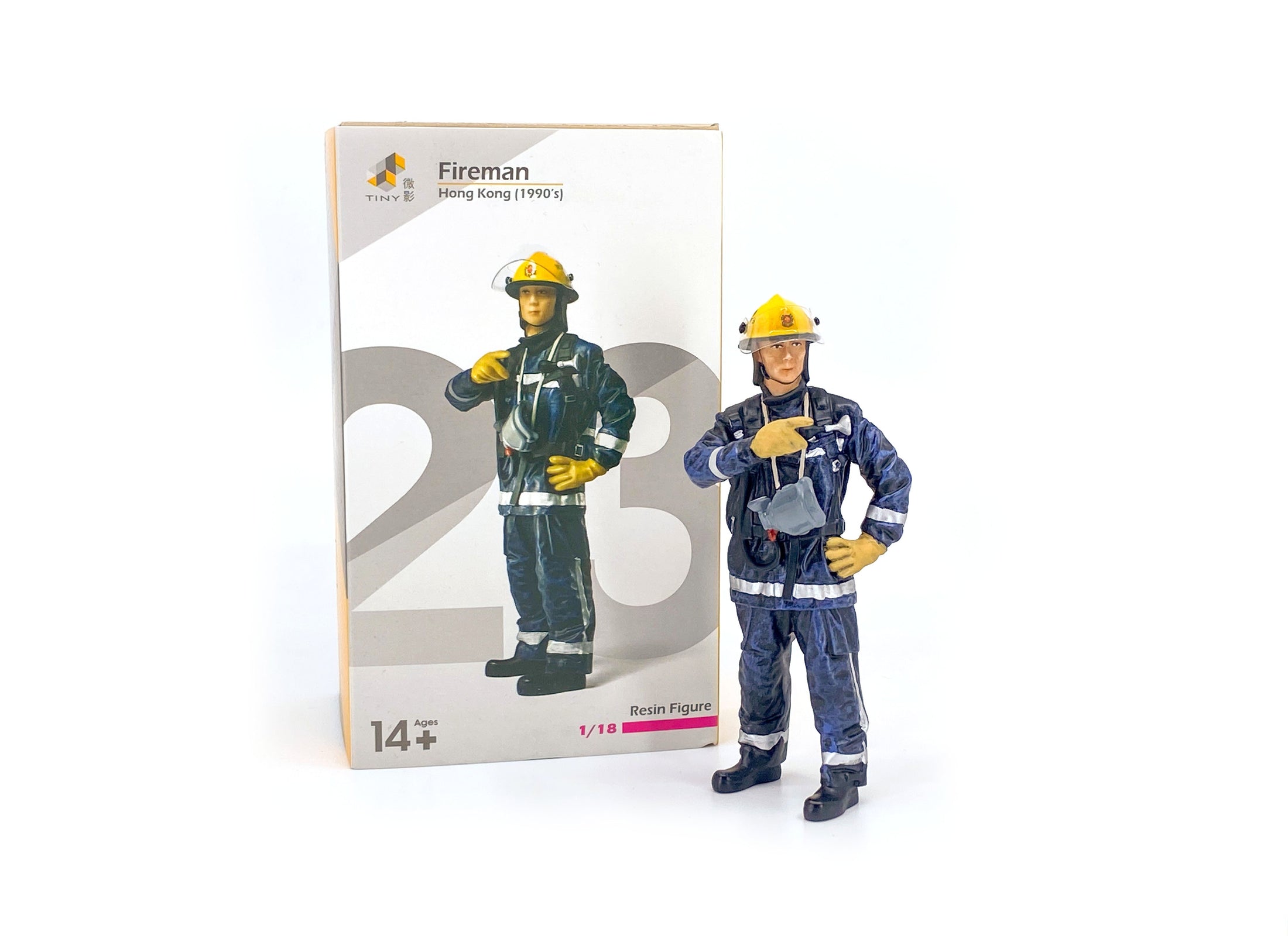 TINY City HK Scale 1/18 Figure #23 1990?s Fireman Resin Mini Model Figure