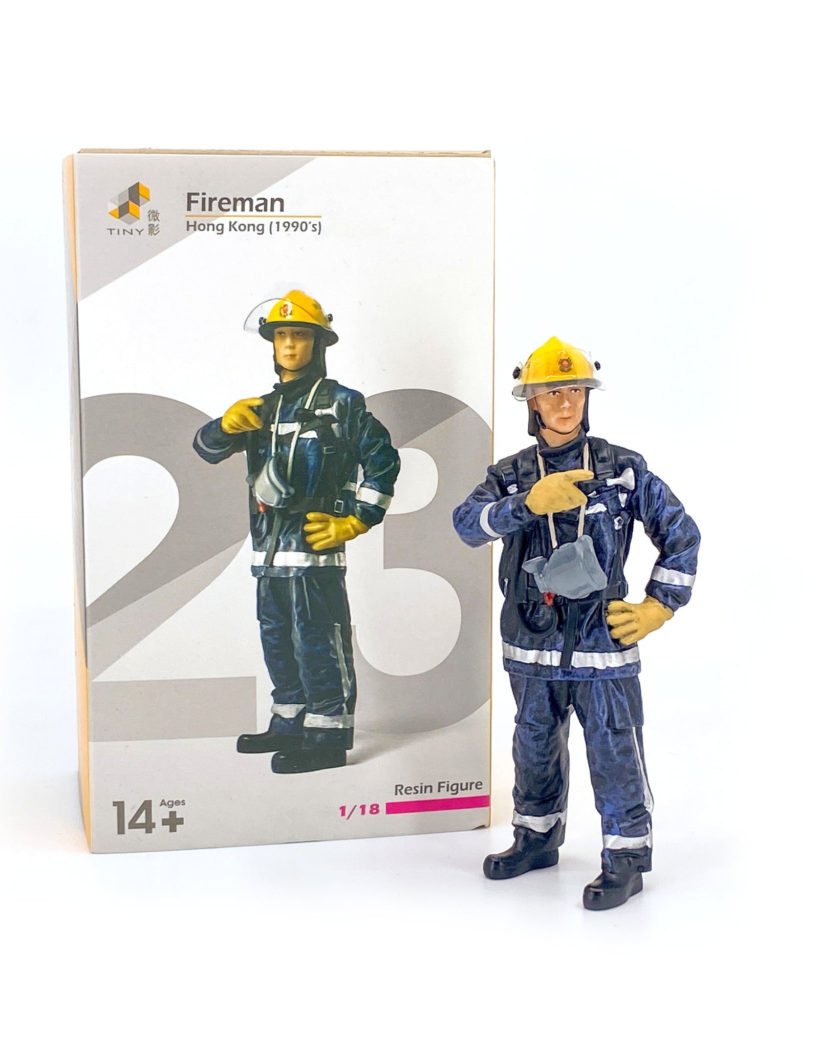 TINY City HK Scale 1/18 Figure #23 1990?s Fireman Resin Mini Model Figure