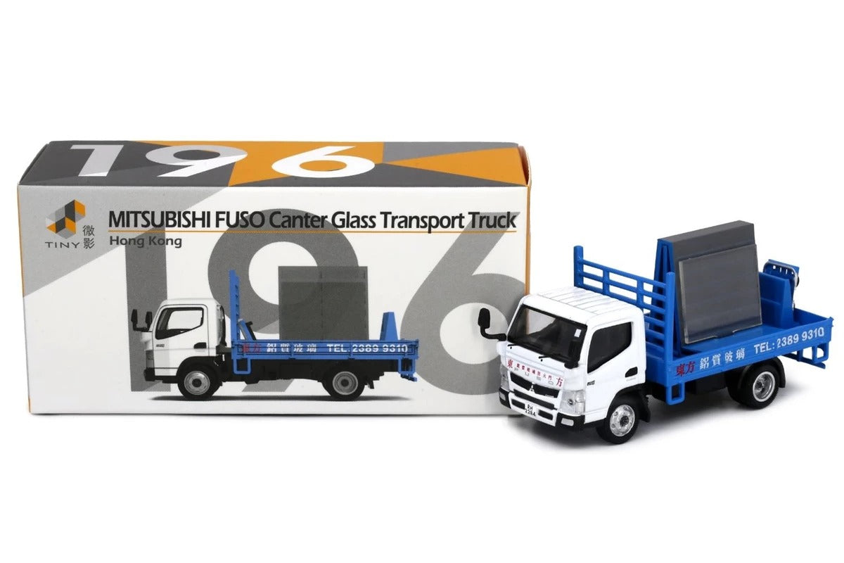 Tiny City Die-cast Model Car - #196 MITSUBISHI FUSO Canter Glass Transport Truck