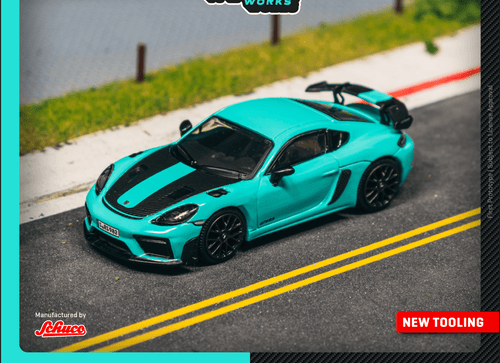 Load image into Gallery viewer, (Pre-order) Tarmac Works 1/64 Porsche Cayman GT4RS Mint Green Model Car
