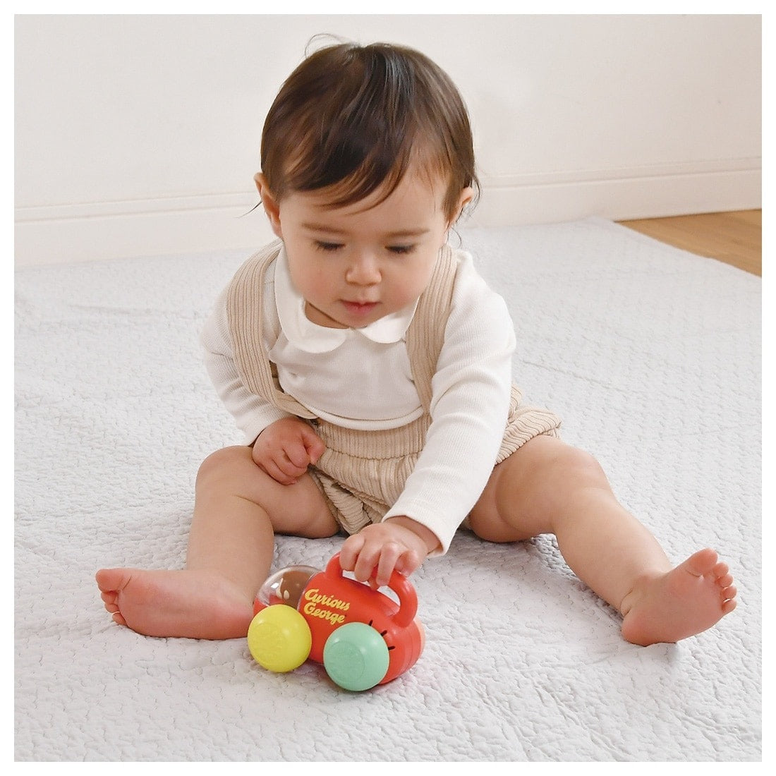 Takara Tomy Baby Toy Curious George Rolling with His Hands Bell