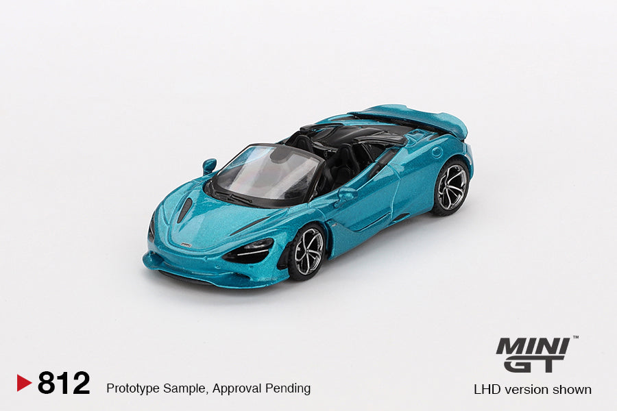 Mini GT #812 1/64 McLaren 750S Spider Belize Blue RHD Model Car