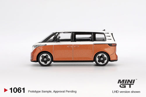 Load image into Gallery viewer, Mini GT #1061 Volkswagen ID.Buzz Candy White / Energetic Orange LHD
