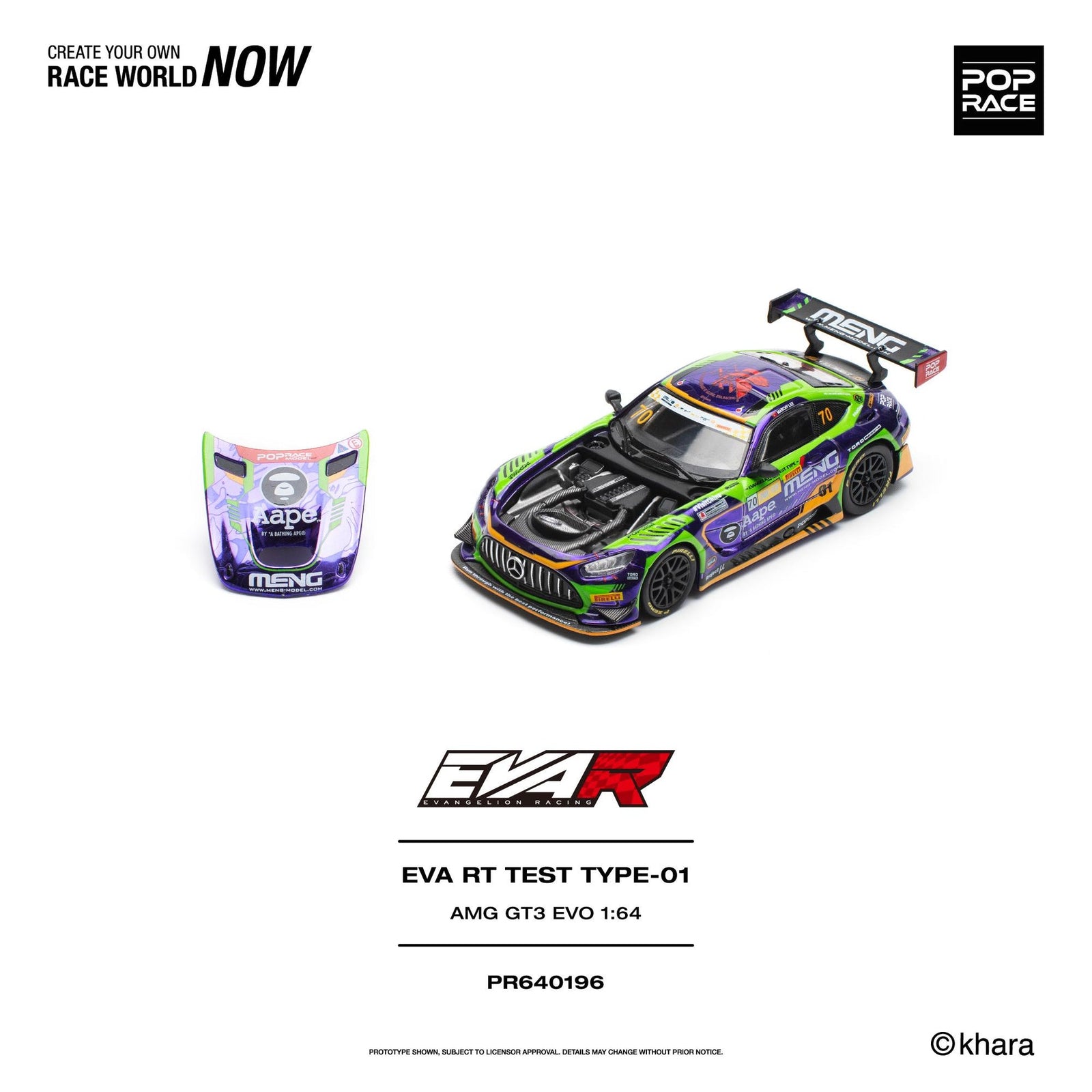 (Pre-order) POPRACE 1/64 - EVA RT TEST TYPE -01 AMG GT3 EVO MACAU GP 2023