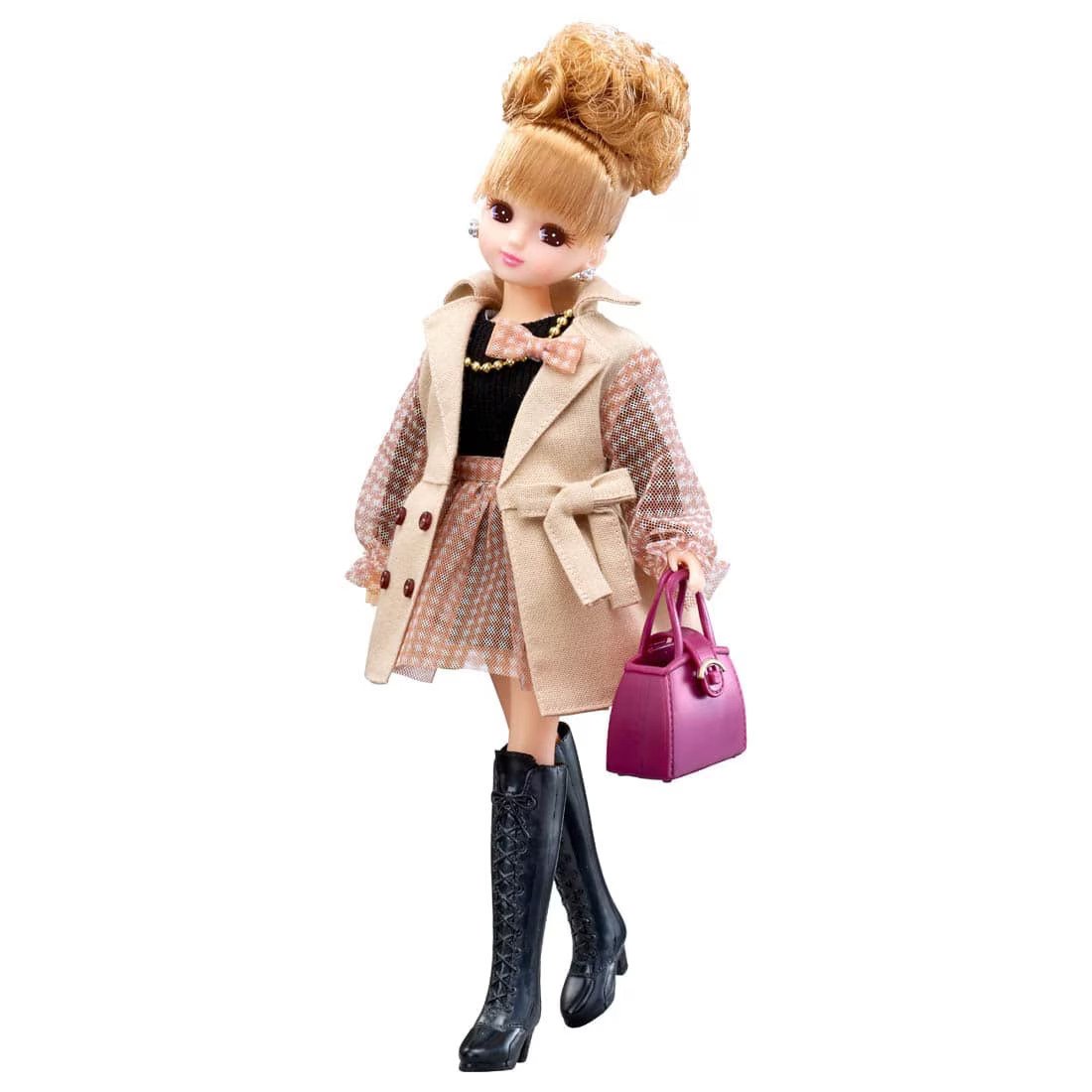 Takara Tomy Licca Chan Doll Set - LD-17 Airy Trench Coat with Dress Set