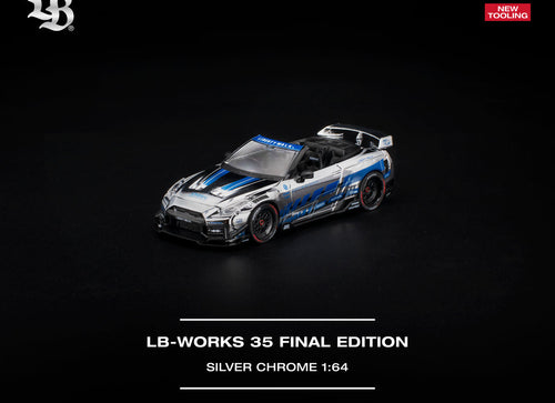 Load image into Gallery viewer, (Pre-order) POPRACE 1/64 - LB-WORKS 35GT-R FINAL EDITION SILVER CHROME Diecast
