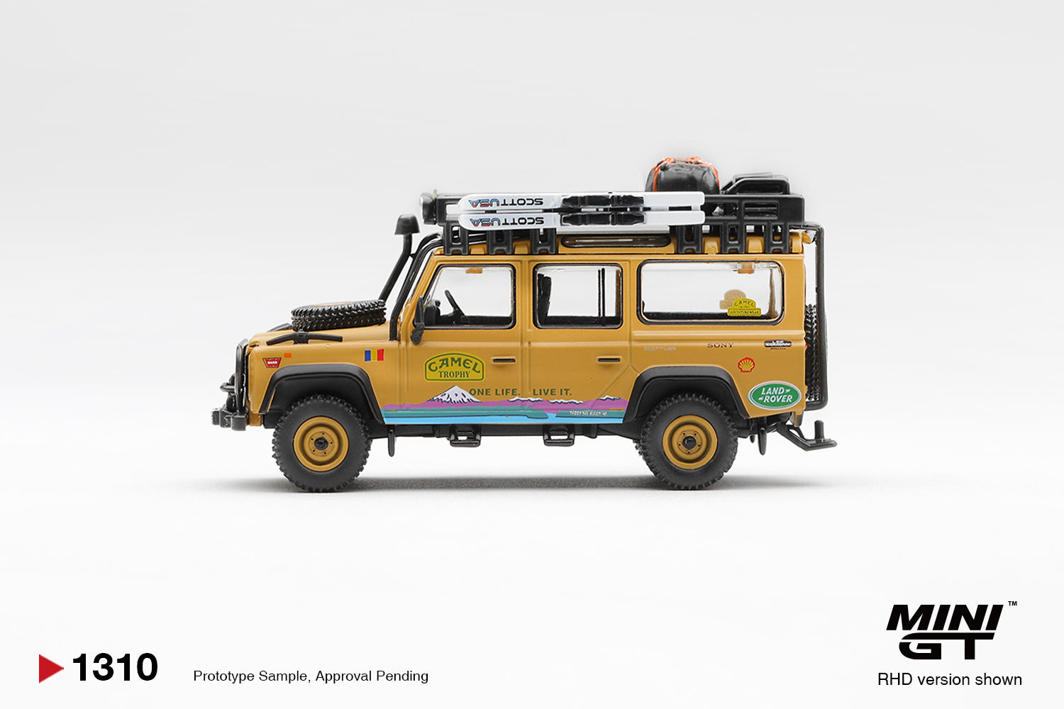 (Pre-order) Mini GT #1310 Land Rover Defender 110 1998 Camel Trophy CT36 Romania