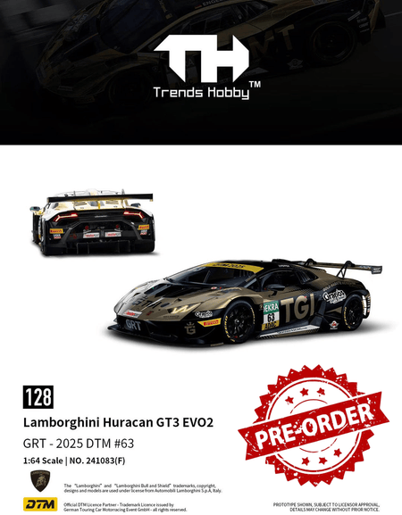 (Pre-order) Trends Hobby 1/64 Diecast Lamborghini Huracan GT3 EVO2 DTM 2025 #63