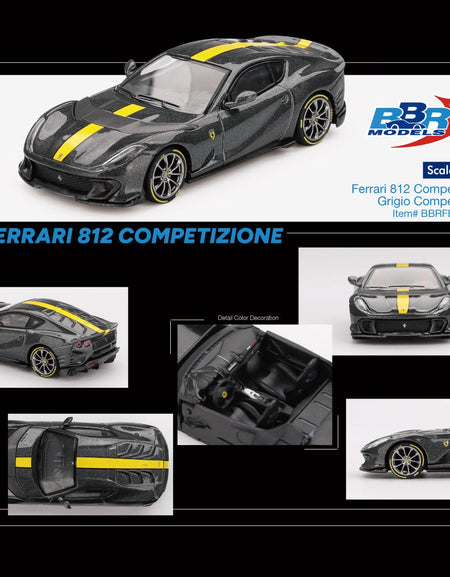 BBR 1:64 Ferrari 812 Competizione Grigio Competizione Diecast Model Car