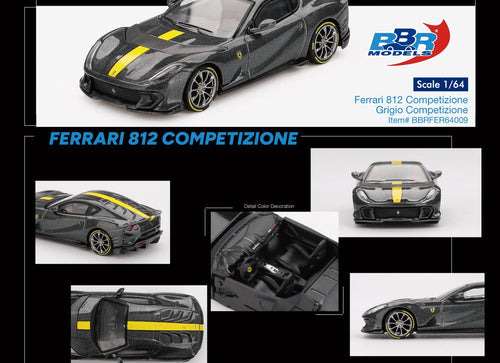 Load image into Gallery viewer, BBR 1:64 Ferrari 812 Competizione Grigio Competizione Diecast Model Car

