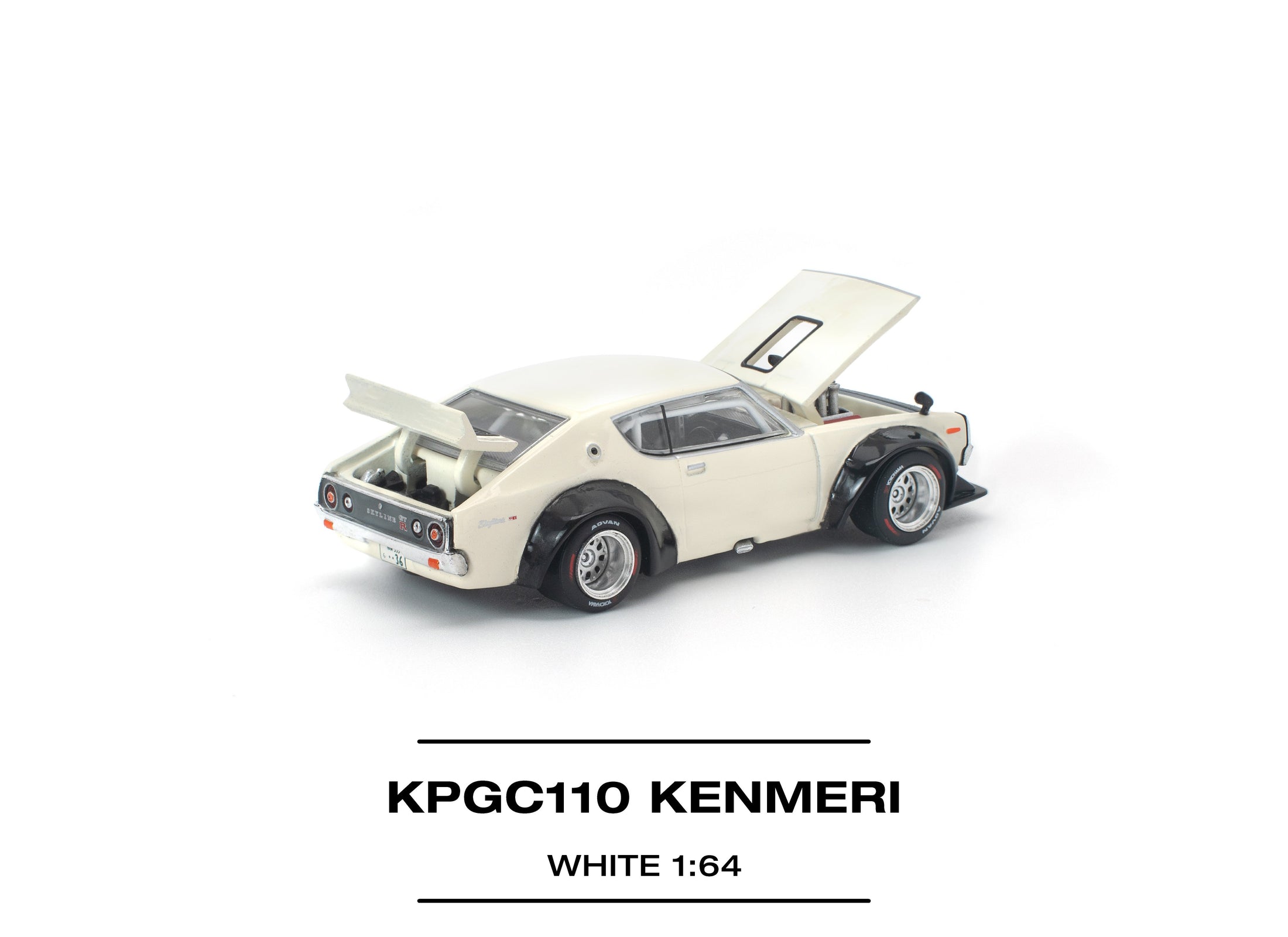 (Pre-order) POP RACE 1/64 KPGC110 KENMERI WHITE Diecast Model Car