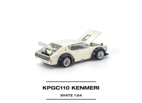 Load image into Gallery viewer, (Pre-order) POP RACE 1/64 KPGC110 KENMERI WHITE Diecast Model Car
