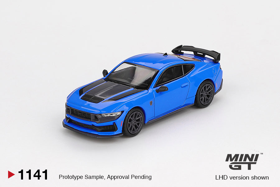MINI GT #1141 Ford Mustang Dark Horse 2024 Grabber Blue LHD