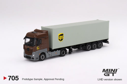 Load image into Gallery viewer, Mini GT #705 Mercedes-Benz Actros  w/ 40 Ft Container &quot;UPS Europe&quot;
