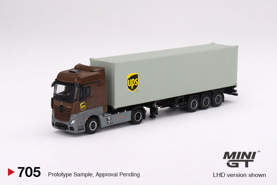 Mini GT #705 Mercedes-Benz Actros  w/ 40 Ft Container "UPS Europe"