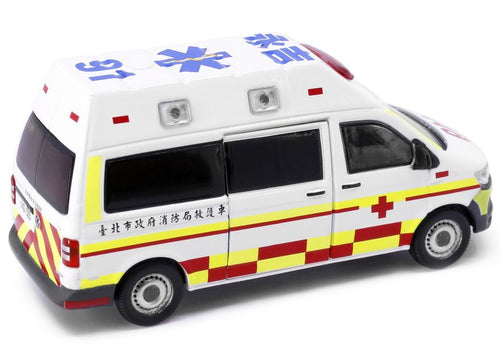 Load image into Gallery viewer, Tiny Diecast Model TW50 Transporter Ambulance Taiwan Taipei City Fire Department
