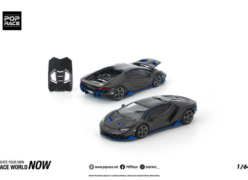 Load image into Gallery viewer, (Pre-order) POPRACE 1/64 LAMBORGHINI CENTENARIO CARBON BLUE Model Car #PR640438
