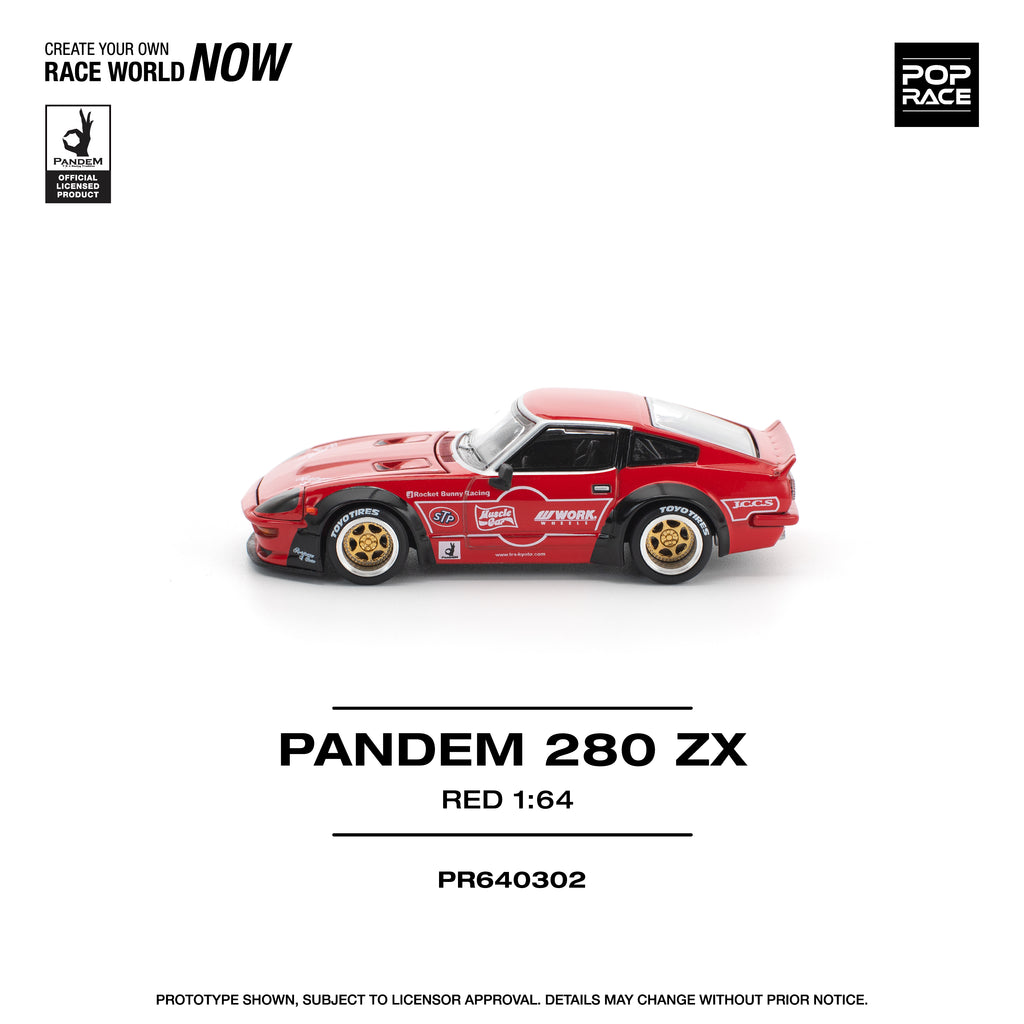 (Pre-order) POPRACE 1/64 PANDEM 280ZX RED (NEW TOOLING) Diecast Model Car