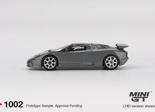 Load image into Gallery viewer, Mini GT #1002 Bugatti EB110 Super Sport Grigio Scuro Model Car
