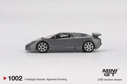 Load image into Gallery viewer, Mini GT #1002 Bugatti EB110 Super Sport Grigio Scuro Model Car
