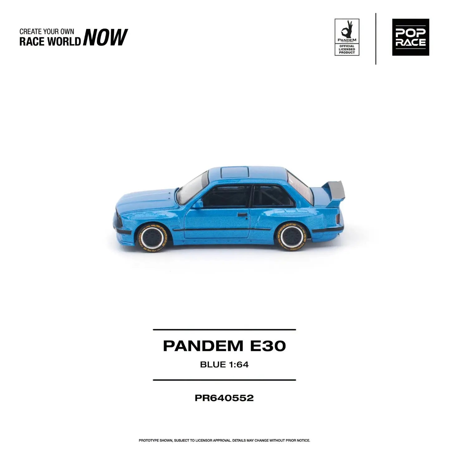 (Pre-order) POPRACE 1/64 - PANDEM E30 BLUE Opening Front Hood Detailed Engine