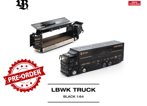 Load image into Gallery viewer, (Pre-order) POPRACE 1/64 - LBWK TRUCK - BLACK Diecast Model Car
