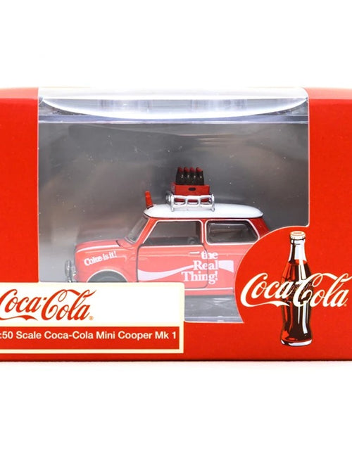 Load image into Gallery viewer, Tiny City Die-cast Model Car - Mini Cooper Mk 1 Coca-Cola (with bottle of coke)
