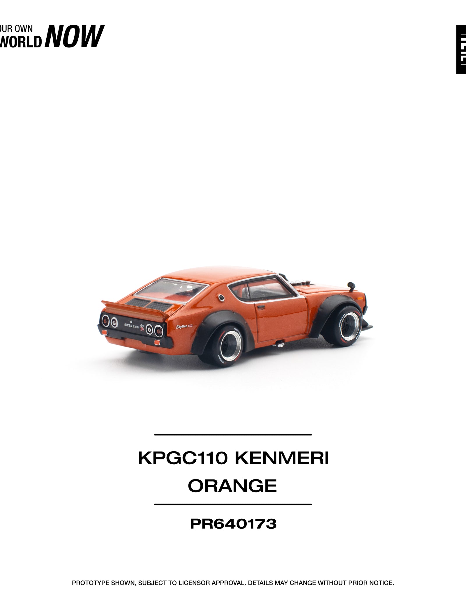 POPRACE 1/64 SKYLINE GT-R V8 DRIFT (KENMERI) ORANGE Model Car