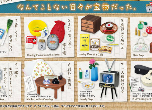 Load image into Gallery viewer, Re-ment Miniature Showa Apartment Story Days in Our Tiny Room 8pcs Complete Box

