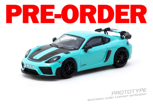 Load image into Gallery viewer, (Pre-order) Tarmac Works 1/64 Porsche Cayman GT4RS Mint Green Model Car
