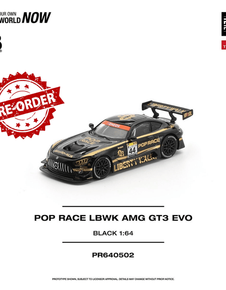 (Pre-order) POPRACE 1/64 - LBWK AMG GT3 EVO - BLACK Diecast Model Car