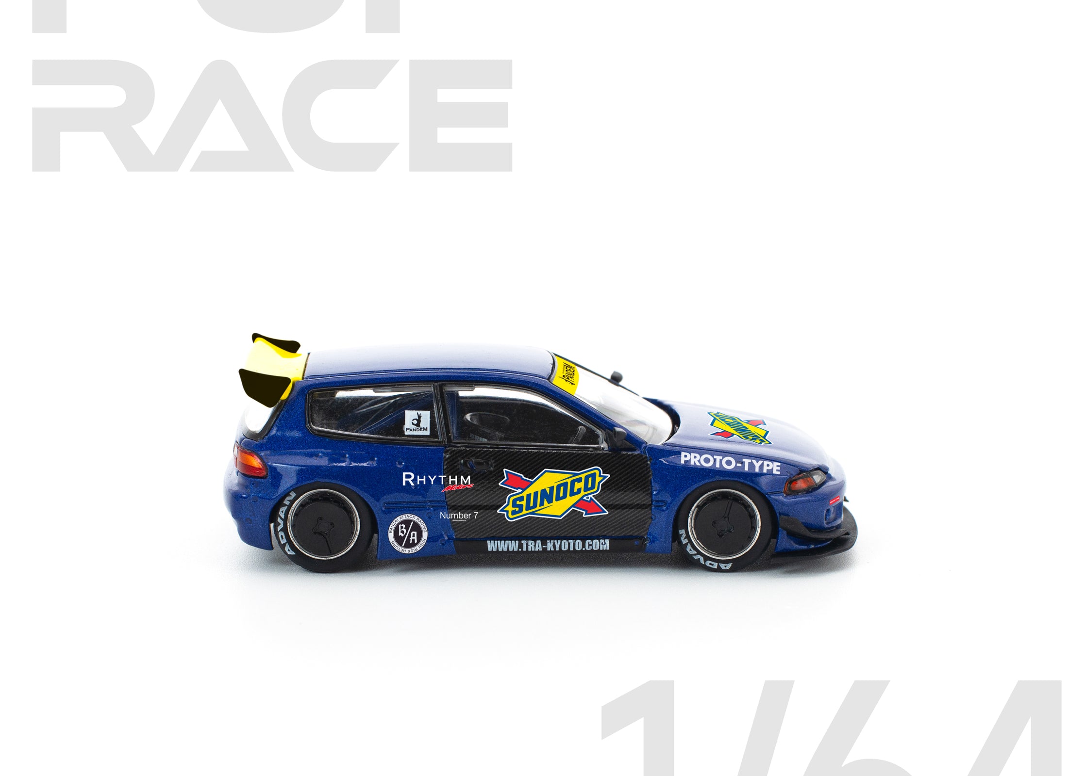 (Pre-order) POPRACE 1/64 PANDEM CIVIC EG6 BLUE/BLACK Diecast Model Car