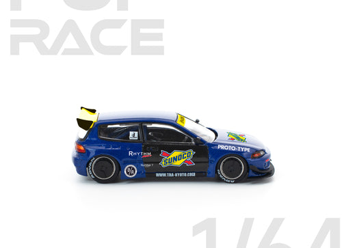 Load image into Gallery viewer, (Pre-order) POPRACE 1/64 PANDEM CIVIC EG6 BLUE/BLACK Diecast Model Car
