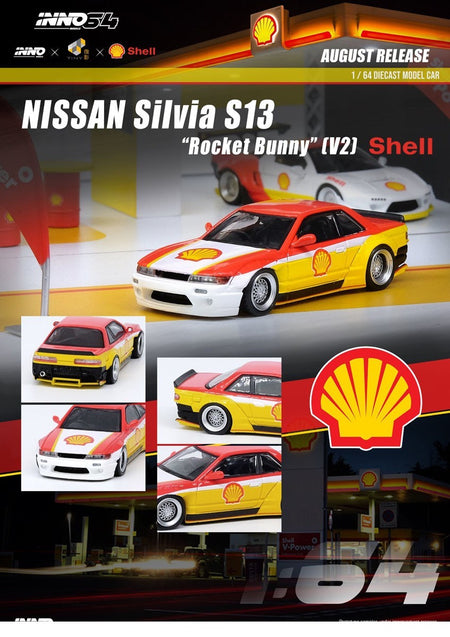 INNO64 1/64 Die-cast Nissan Silvia (S13) V2 Pandem Rocket Bunny "SHELL" Livery