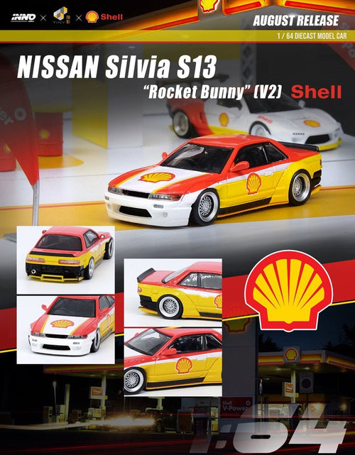 Load image into Gallery viewer, INNO64 1/64 Die-cast Nissan Silvia (S13) V2 Pandem Rocket Bunny &quot;SHELL&quot; Livery
