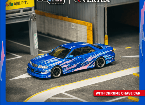 Load image into Gallery viewer, Tarmac Works 1/64 VERTEX Toyota Mark II JZX100 Blue Metallic Model
