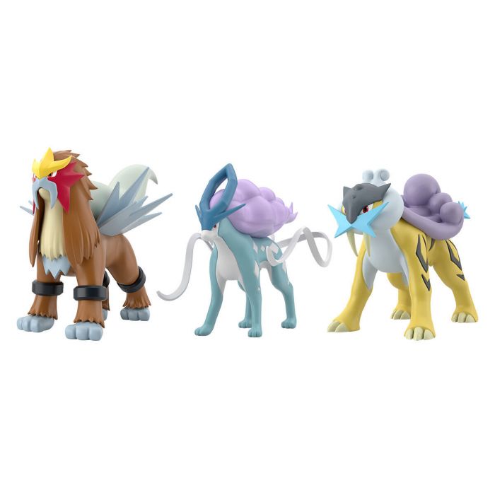 Bandai POKEMON SCALE WORLD JOHTO REGION RAIKOU & ENTEI & SUICUNE W/O GUM