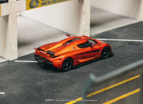 Load image into Gallery viewer, Tarmac Works 1/64 Koenigsegg Regera  Orange Metallic / Black Stripes
