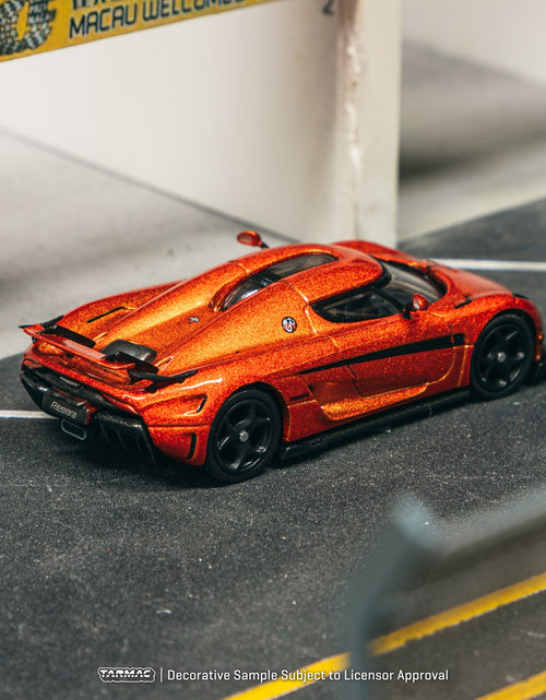 Load image into Gallery viewer, Tarmac Works 1/64 Koenigsegg Regera  Orange Metallic / Black Stripes
